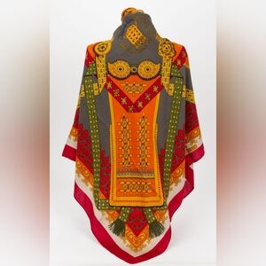 VINTAGE HERMES BRIN D'OR CASHMERE SILK SHAWL 140 CM